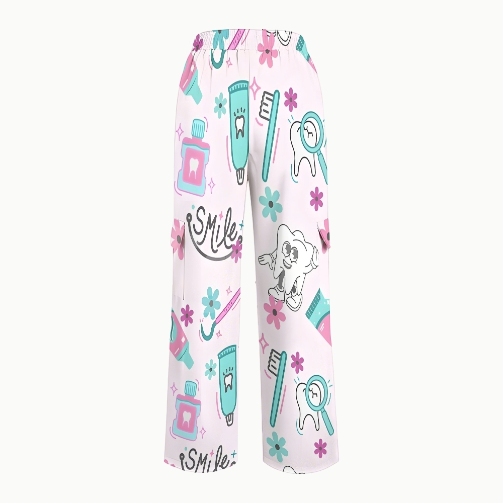 Women's Kawaii Dental Care Printed Scrub Set ST05