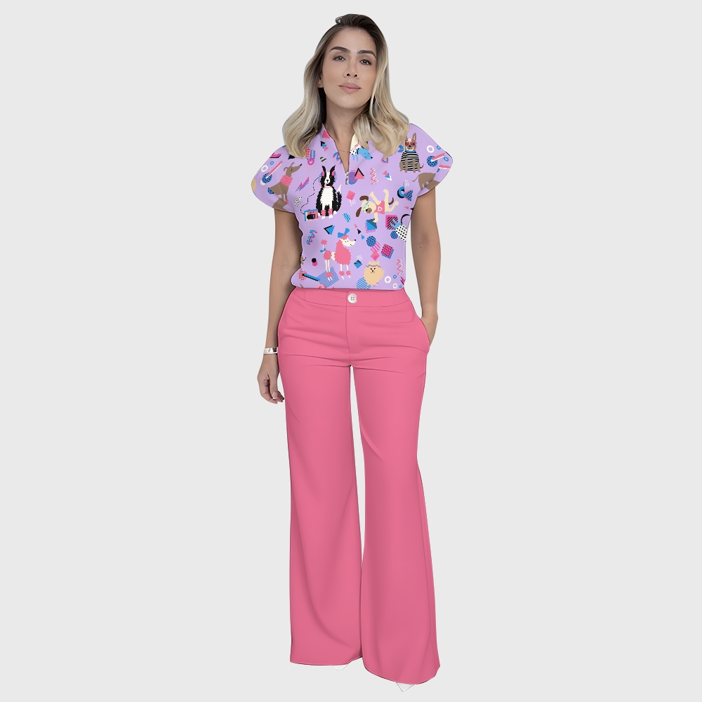 Women's Dogs Day Printed Scrub Set SN14