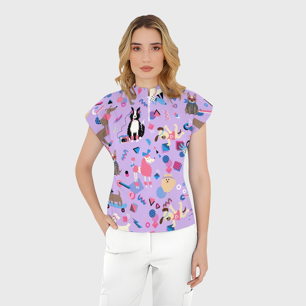 Women's Dogs Day Printed Scrub Set SN14