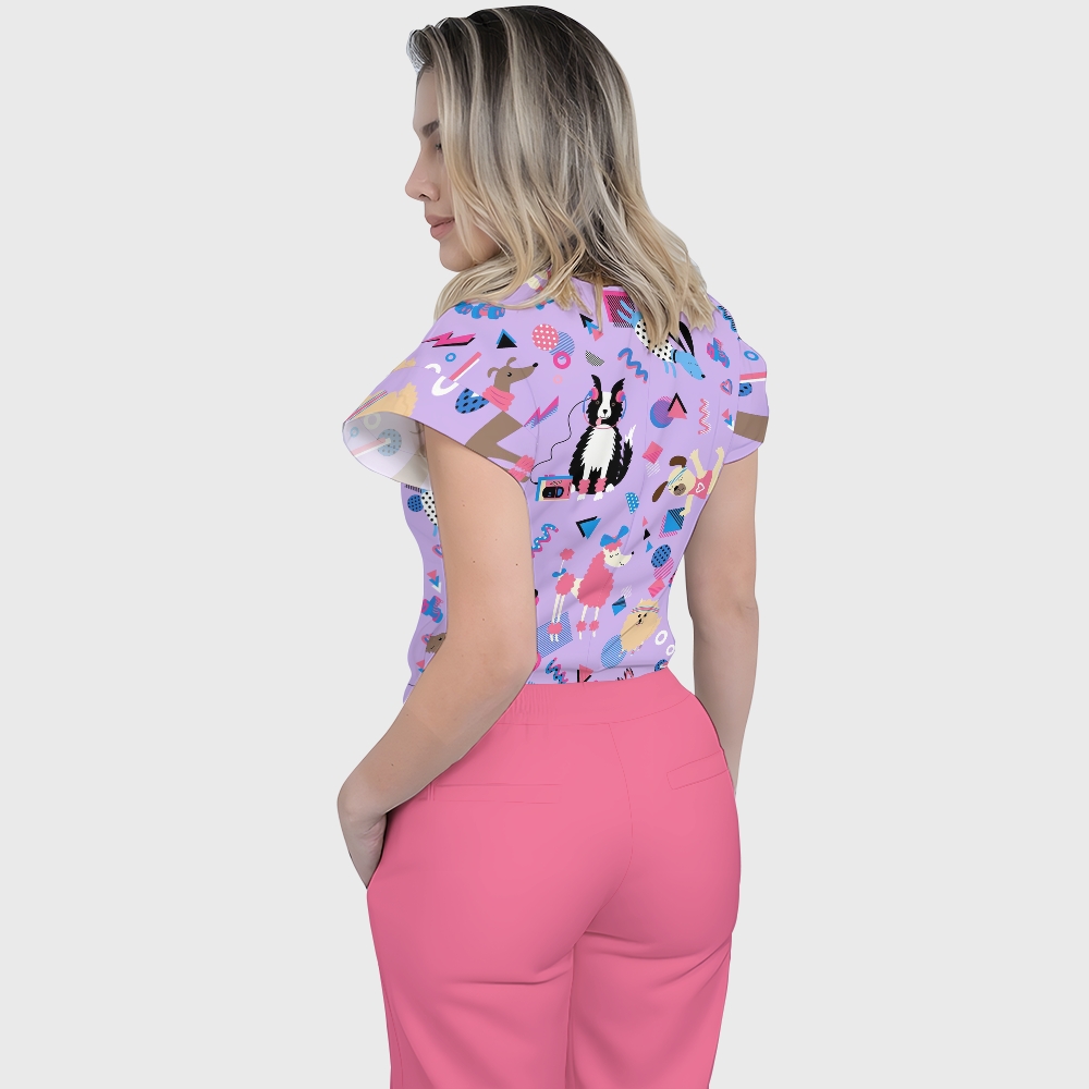 Women's Dogs Day Printed Scrub Set SN14