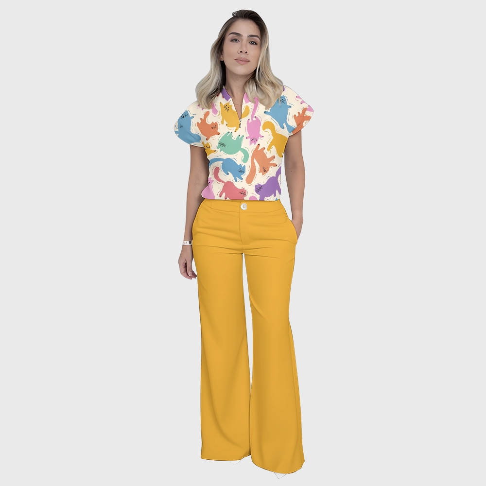 Women's Playful Rainbow Cats Printed Scrub Set SN16