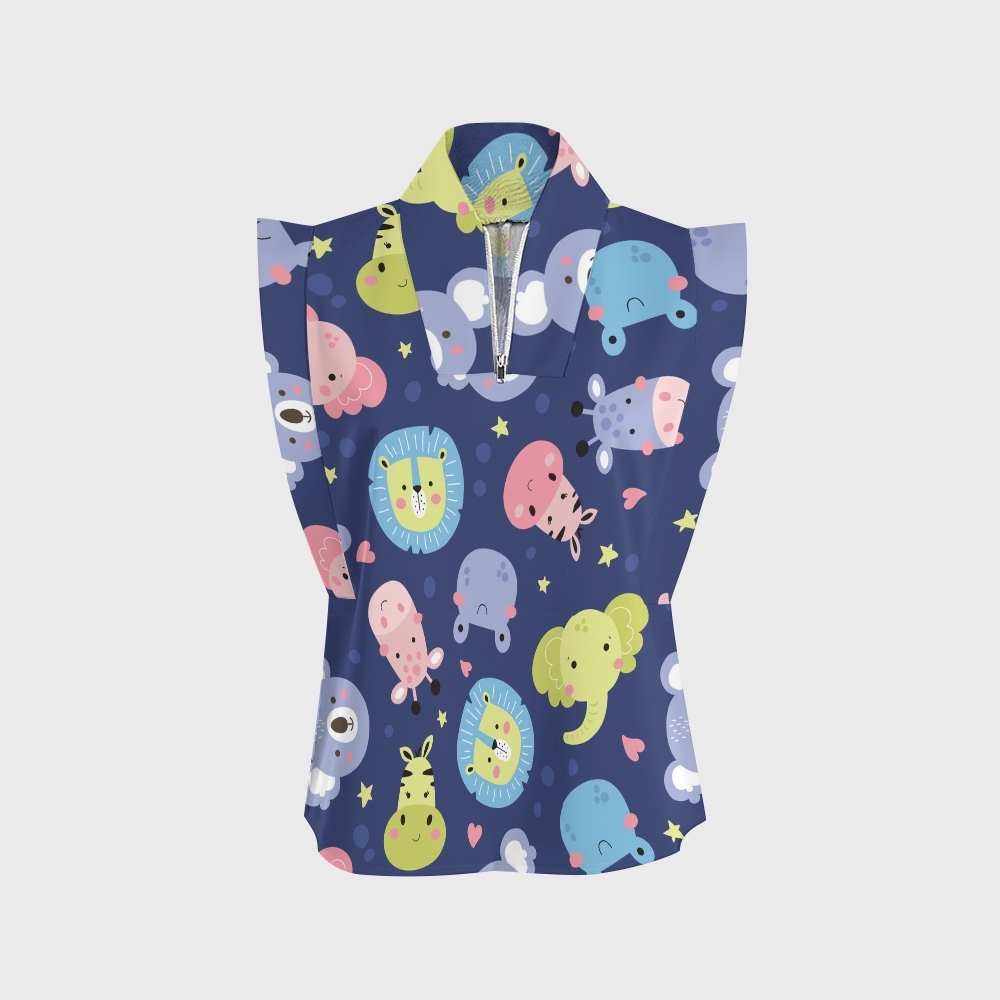 Women's Cartoon Night Safari Printed Scrub Set SN01