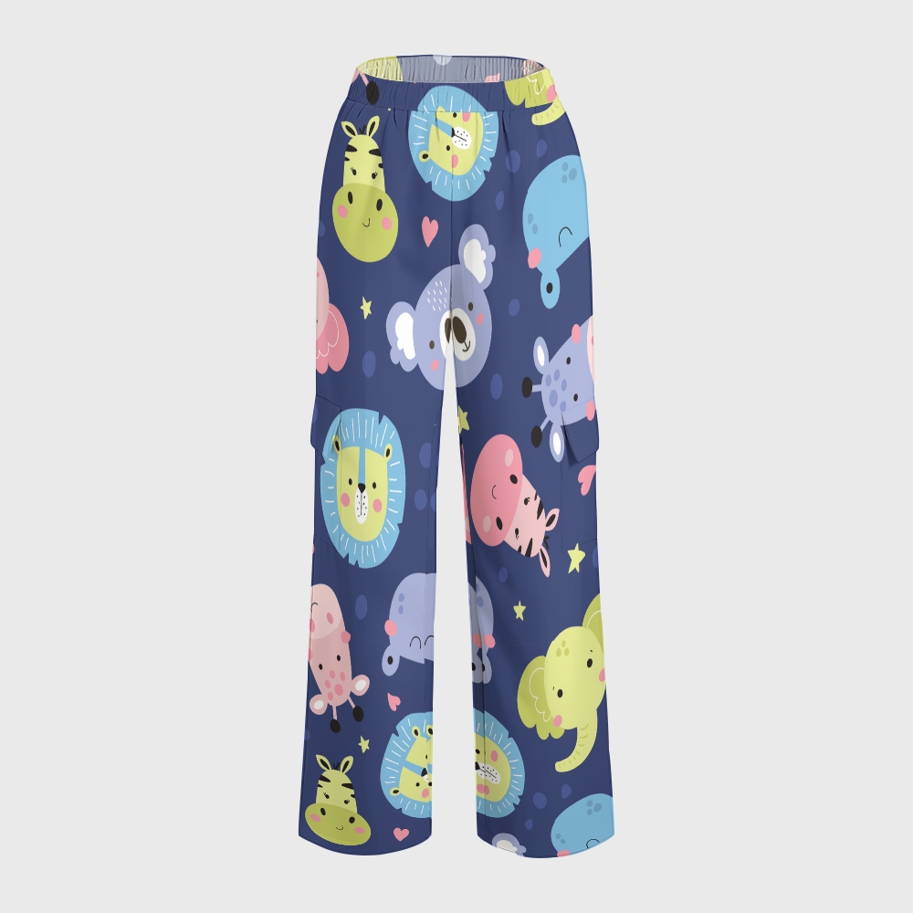 Women's Cartoon Night Safari Printed Scrub Set SN01