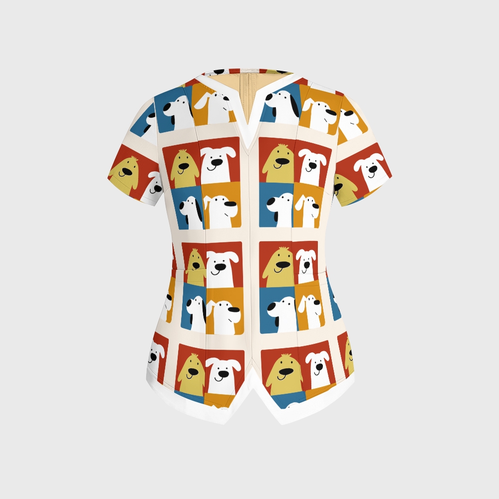 Women's Whimsical Canine College Printed Scrub Set SN18