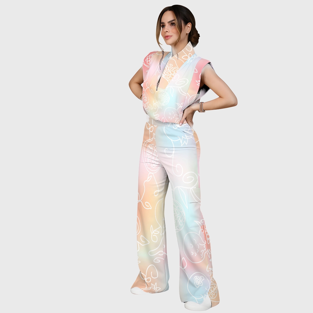 Women's Pomegranate Ombre Printed Scrub Set SG09