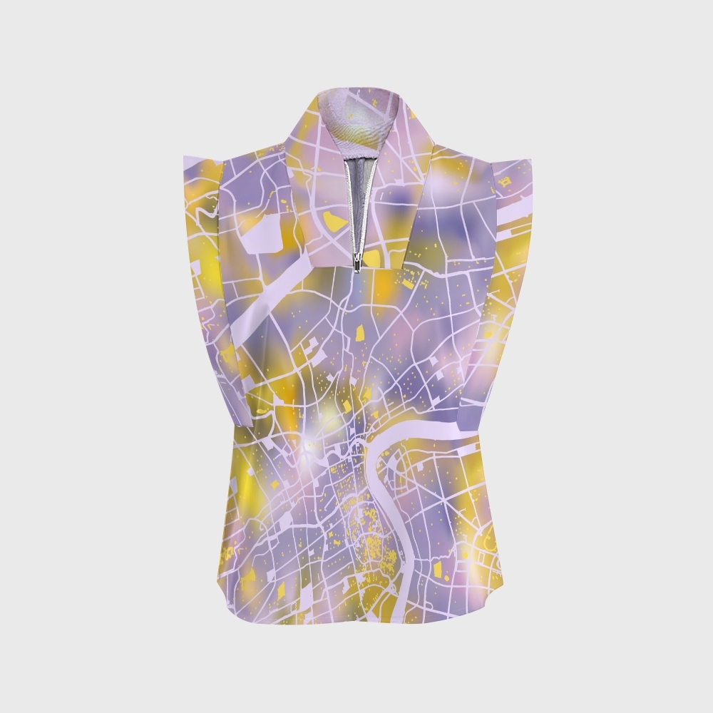 Women's City Map Purple Ombre Printed Scrub Set SG11