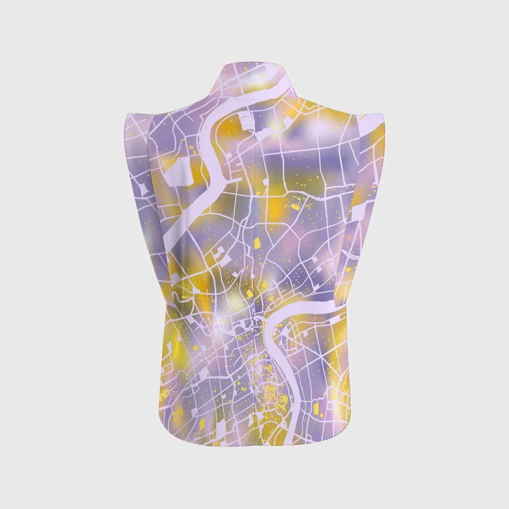 Women's City Map Purple Ombre Printed Scrub Set SG11