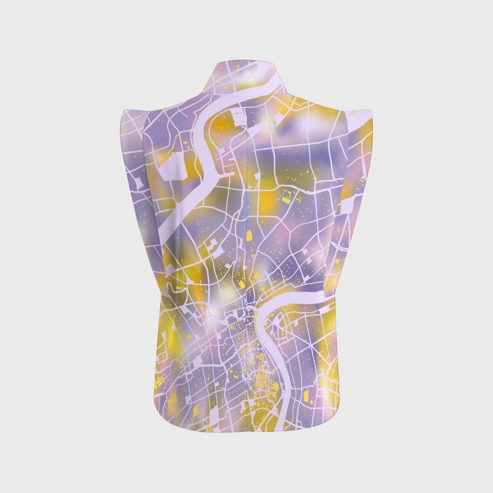 Women's City Map Purple Ombre Printed Scrub Set SG11