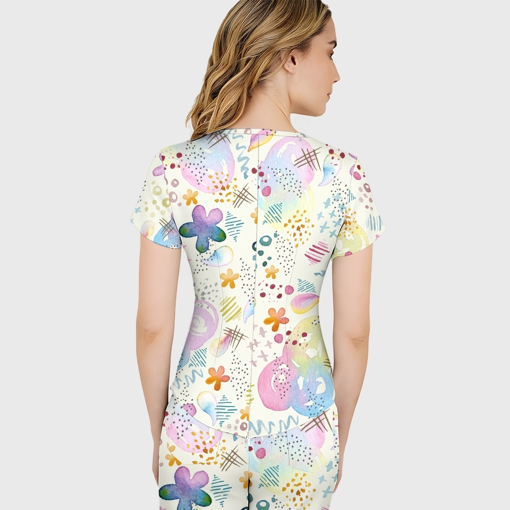 Women's Gradient Warm And Cold Color Scrub Set SG14