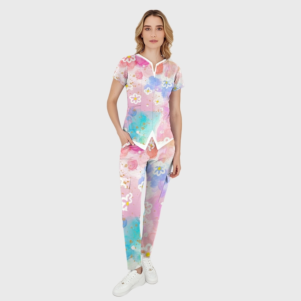 Women's Gradient Warm And Cold Color Scrub Set SG16