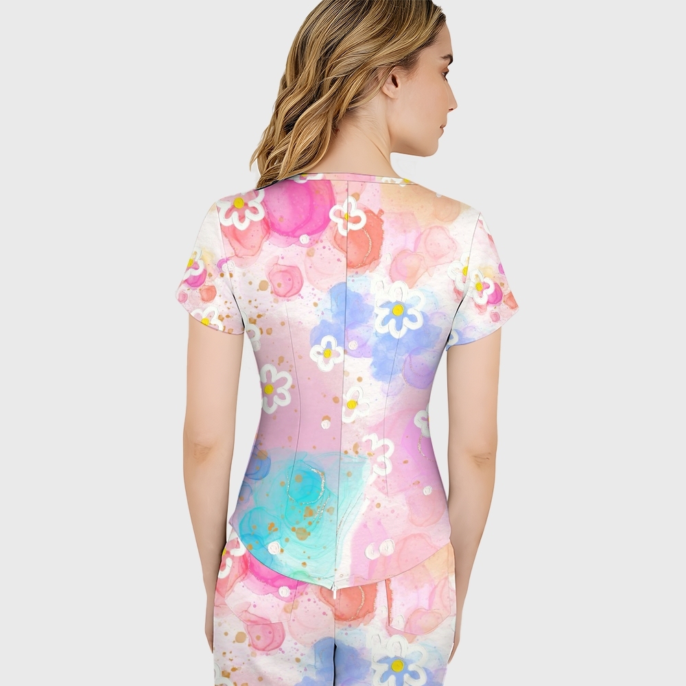 Women's Gradient Warm And Cold Color Scrub Set SG16