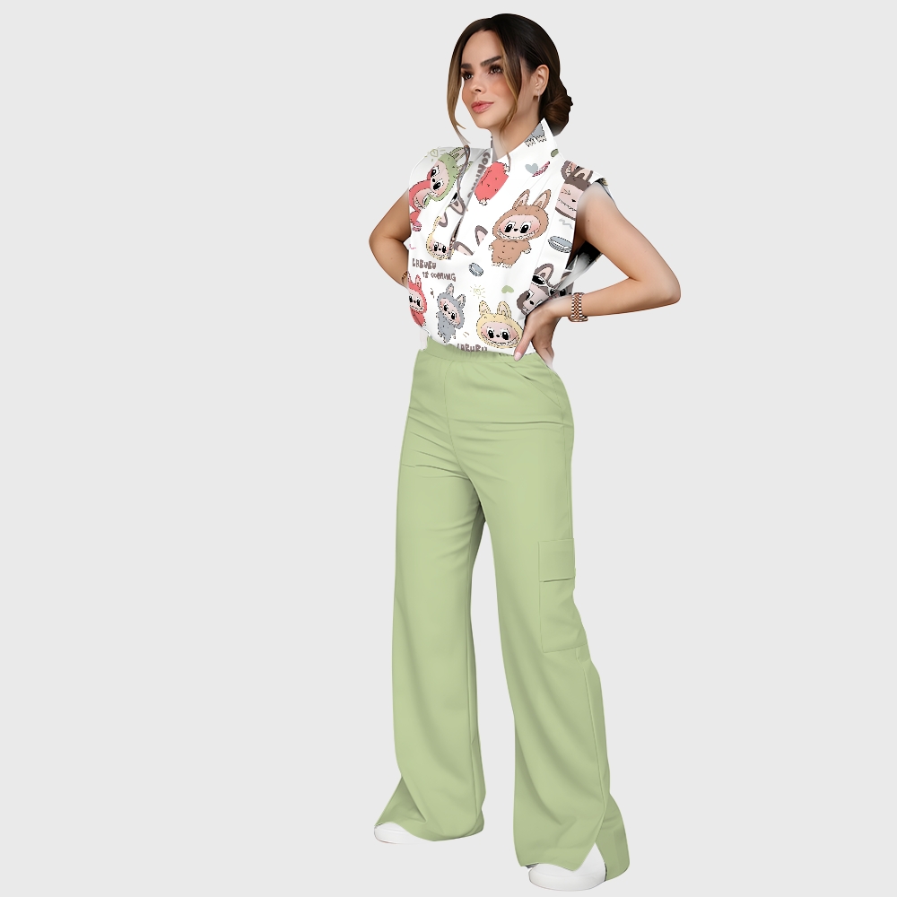 Women's LABUBU Printed Scrub Set SN03