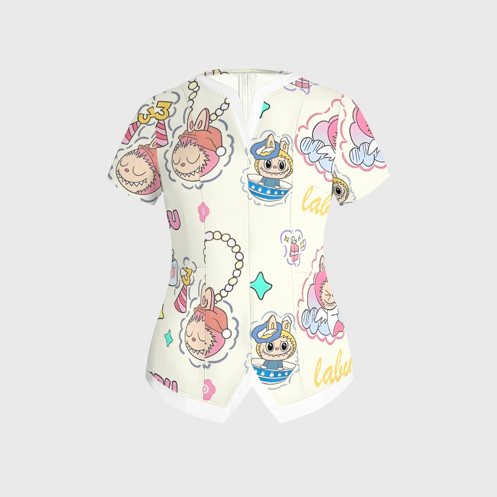 Women's LABUBU Gifts Printed Scrub Set SLB1