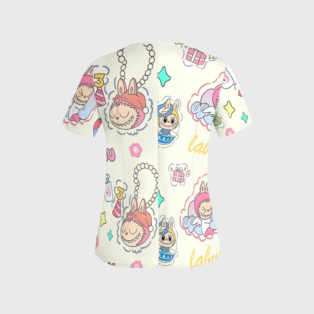 Women's LABUBU Gifts Printed Scrub Set SLB1