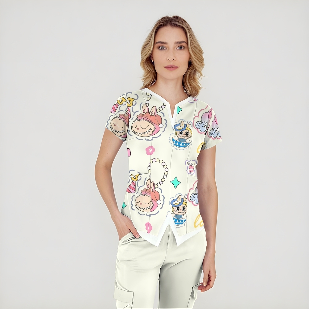 Women's LABUBU Gifts Printed Scrub Set SLB1