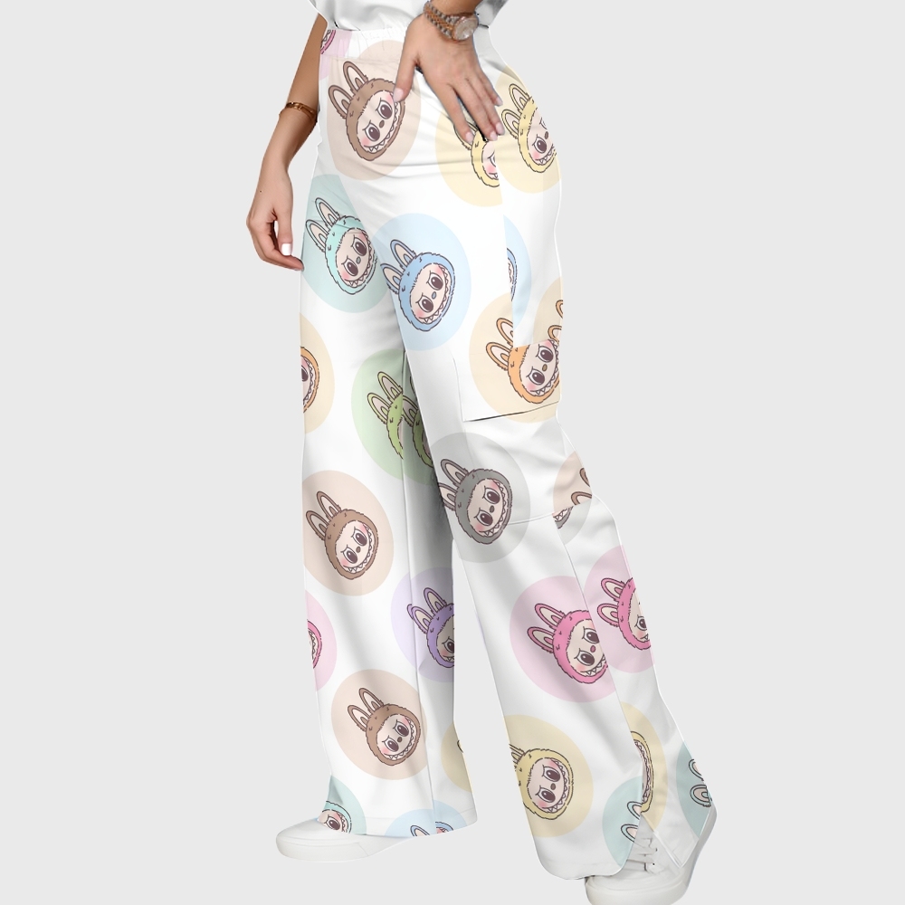 Women's LABUBU Printed Scrub Set SN06