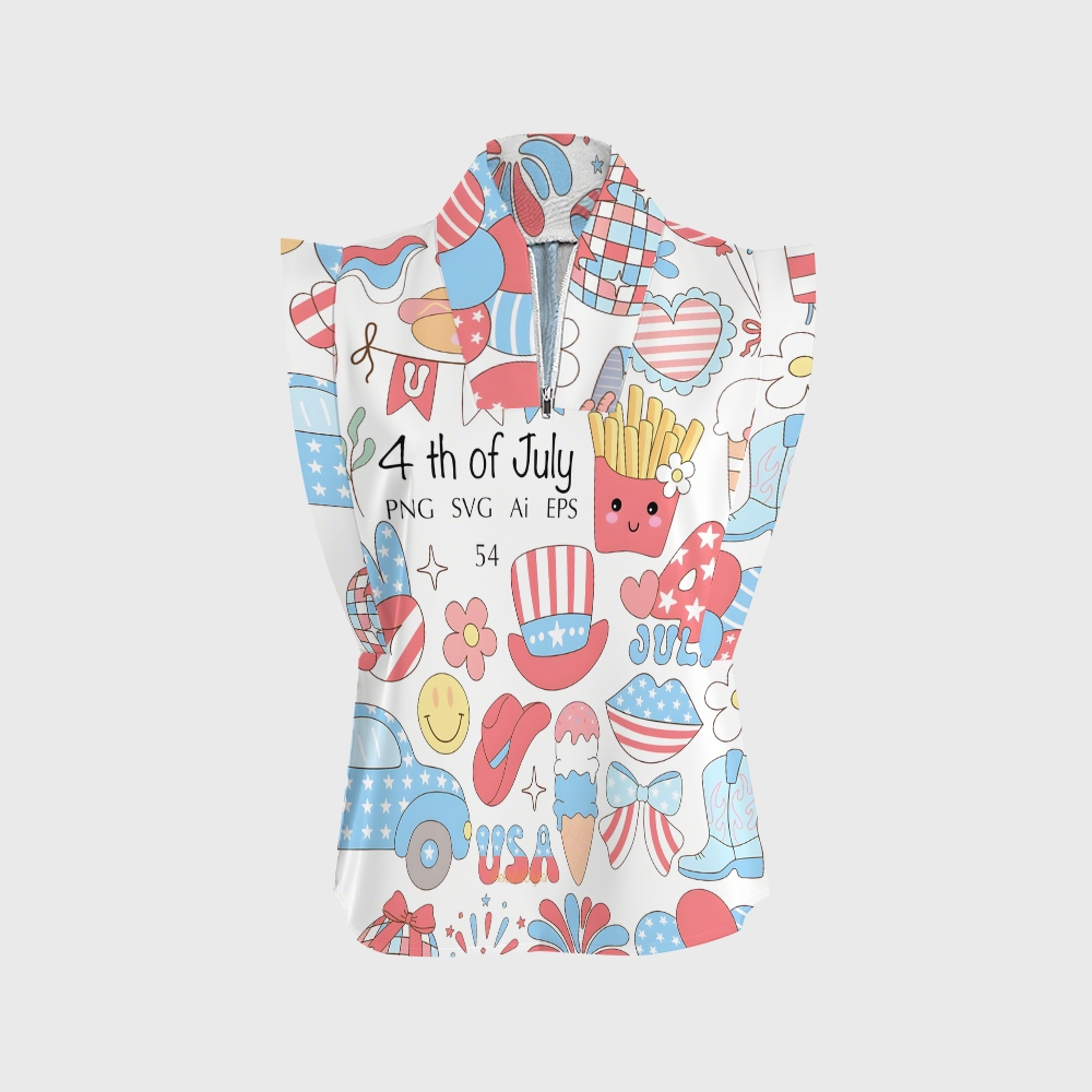 Women'sJuly 4th Celebration Printed Scrub Set SA01