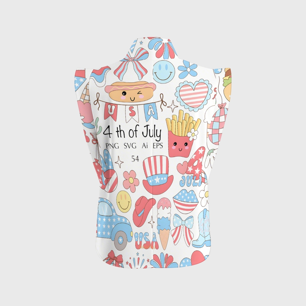 Women'sJuly 4th Celebration Printed Scrub Set SA01