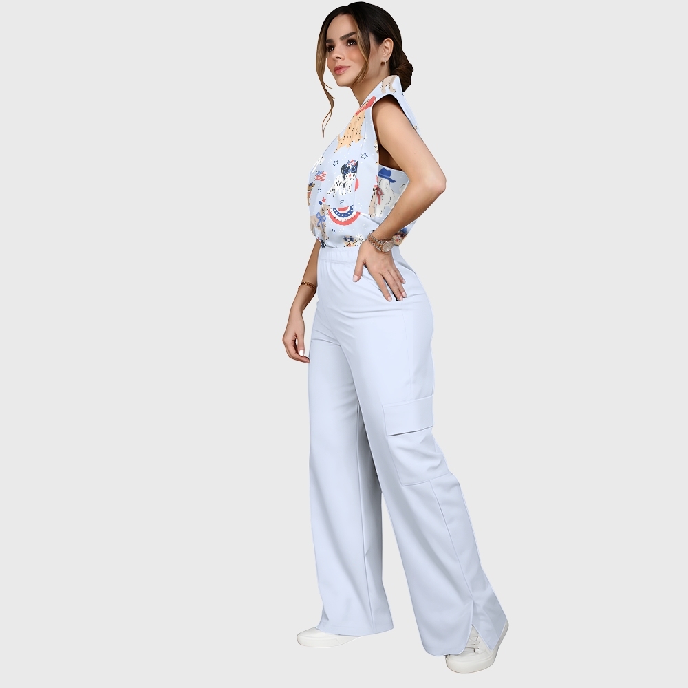 Women's July 4th Dog Printed Scrub Set SA02