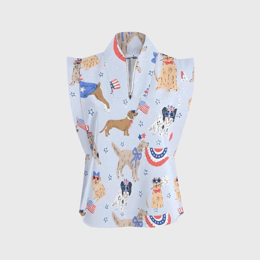 Women's July 4th Dog Printed Scrub Set SA02