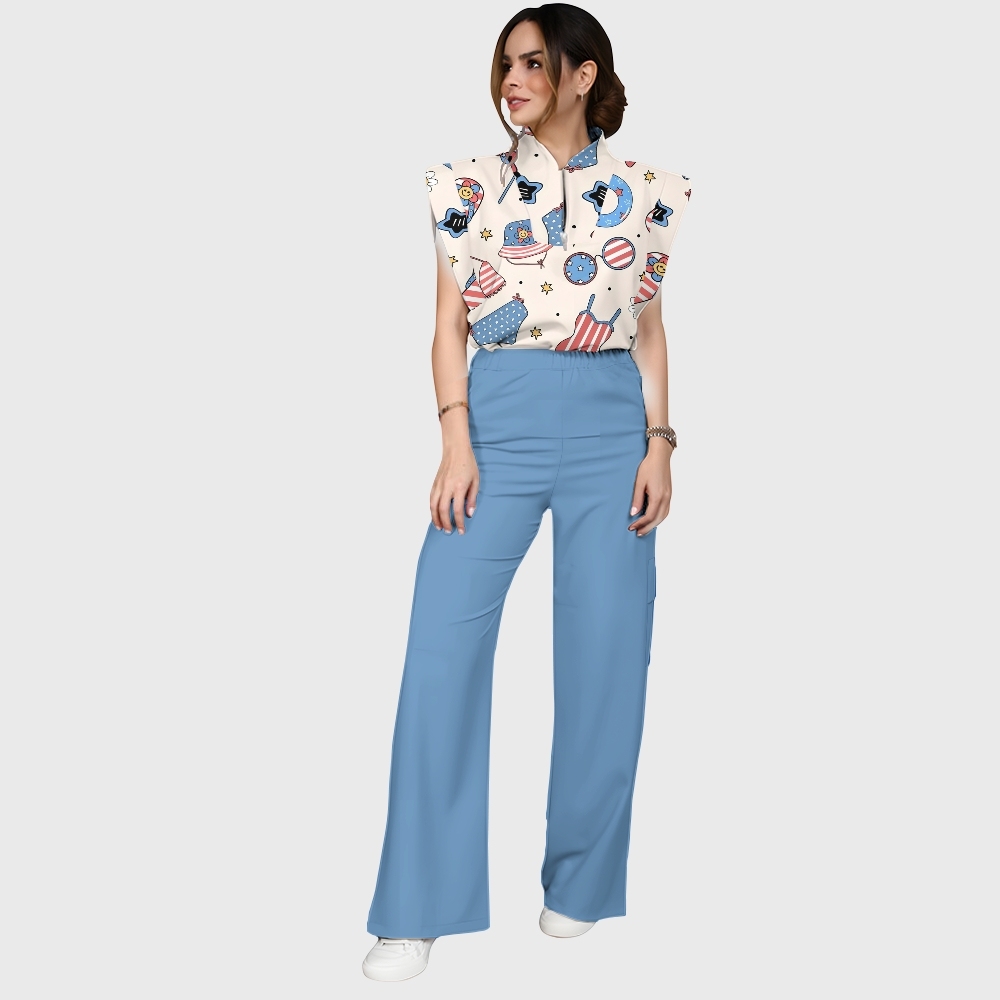 Women's American Pattern Scrub Set SA03