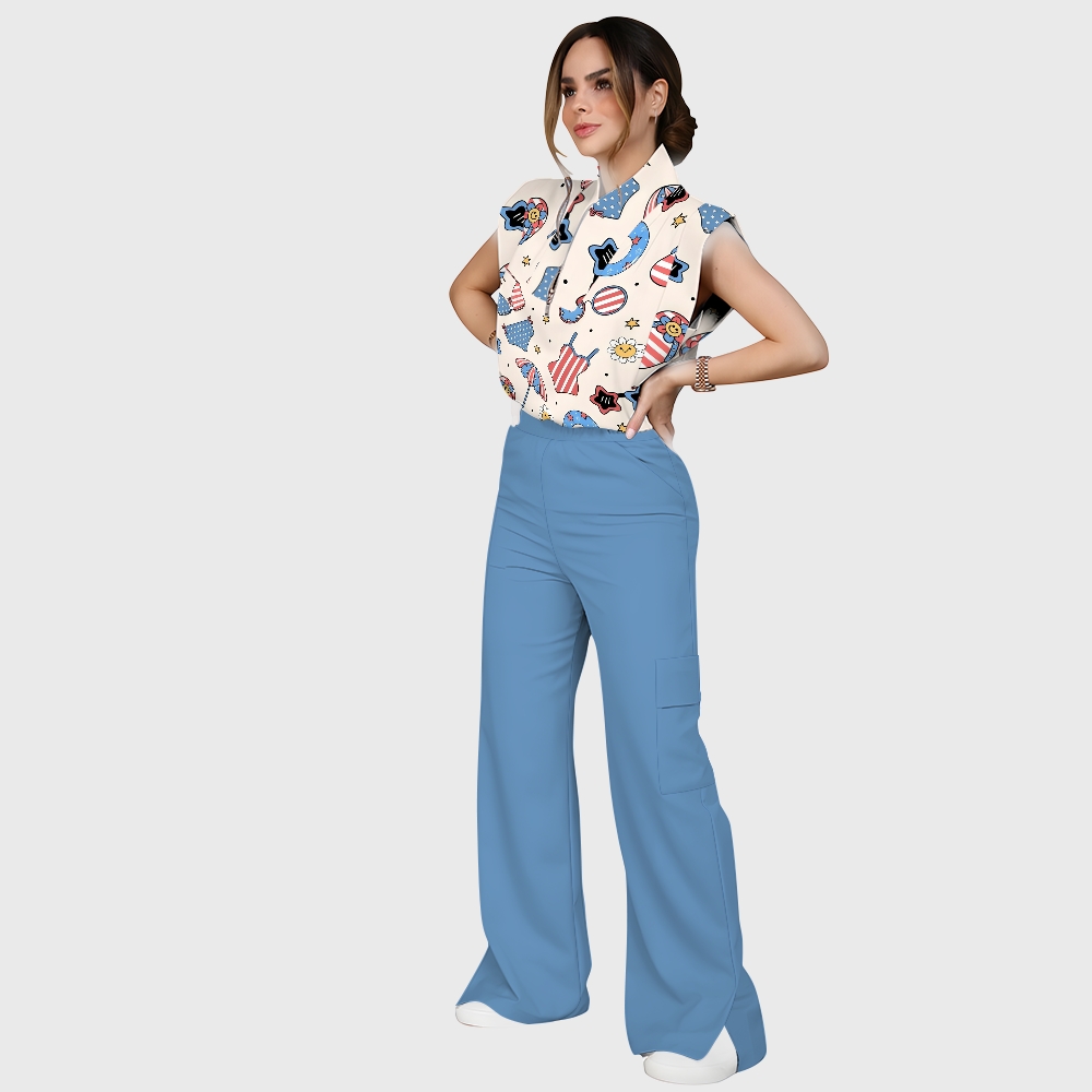 Women's American Pattern Scrub Set SA03