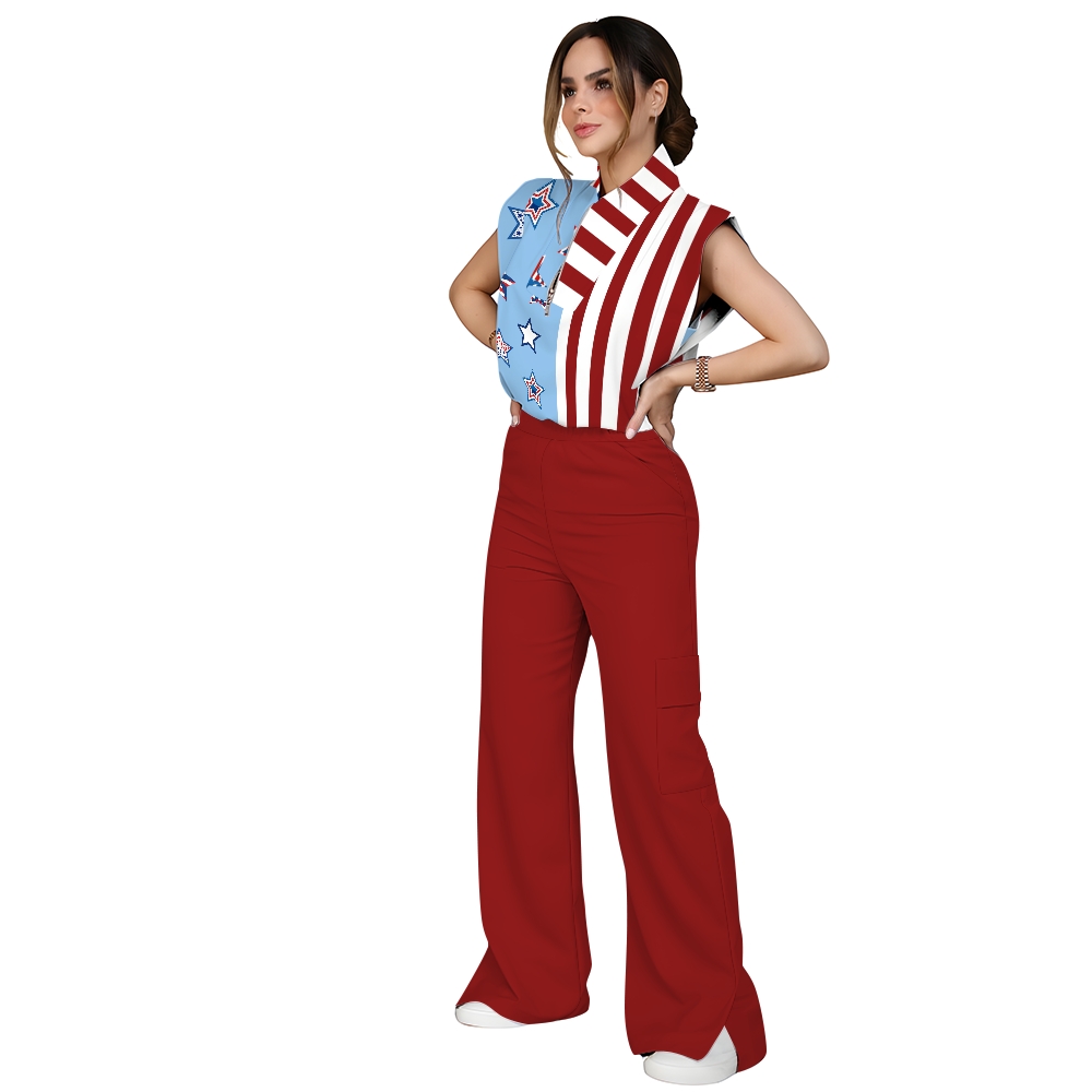 Women's July 4th Printed Scrub Set SA04