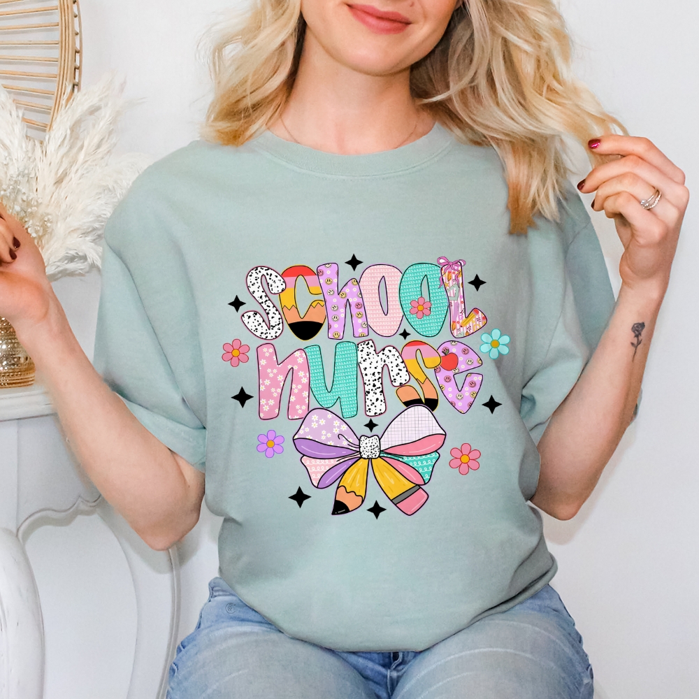 Hand-Drawn Preppy School Nurse T-shirt
