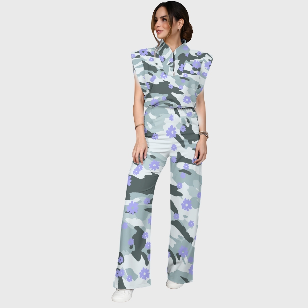 Women's Camouflage Floral Printed Scrub Set ST863