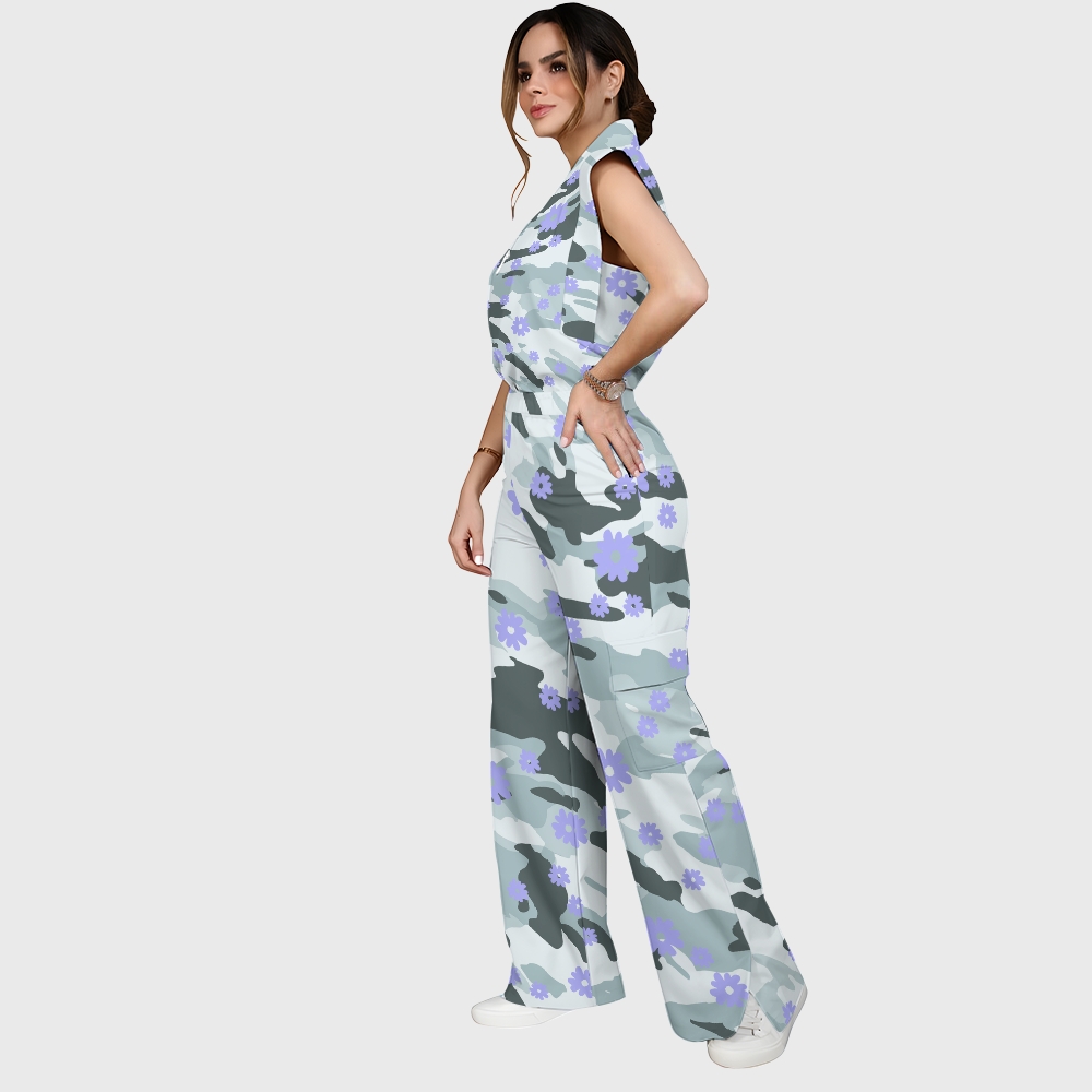 Women's Camouflage Floral Printed Scrub Set ST863