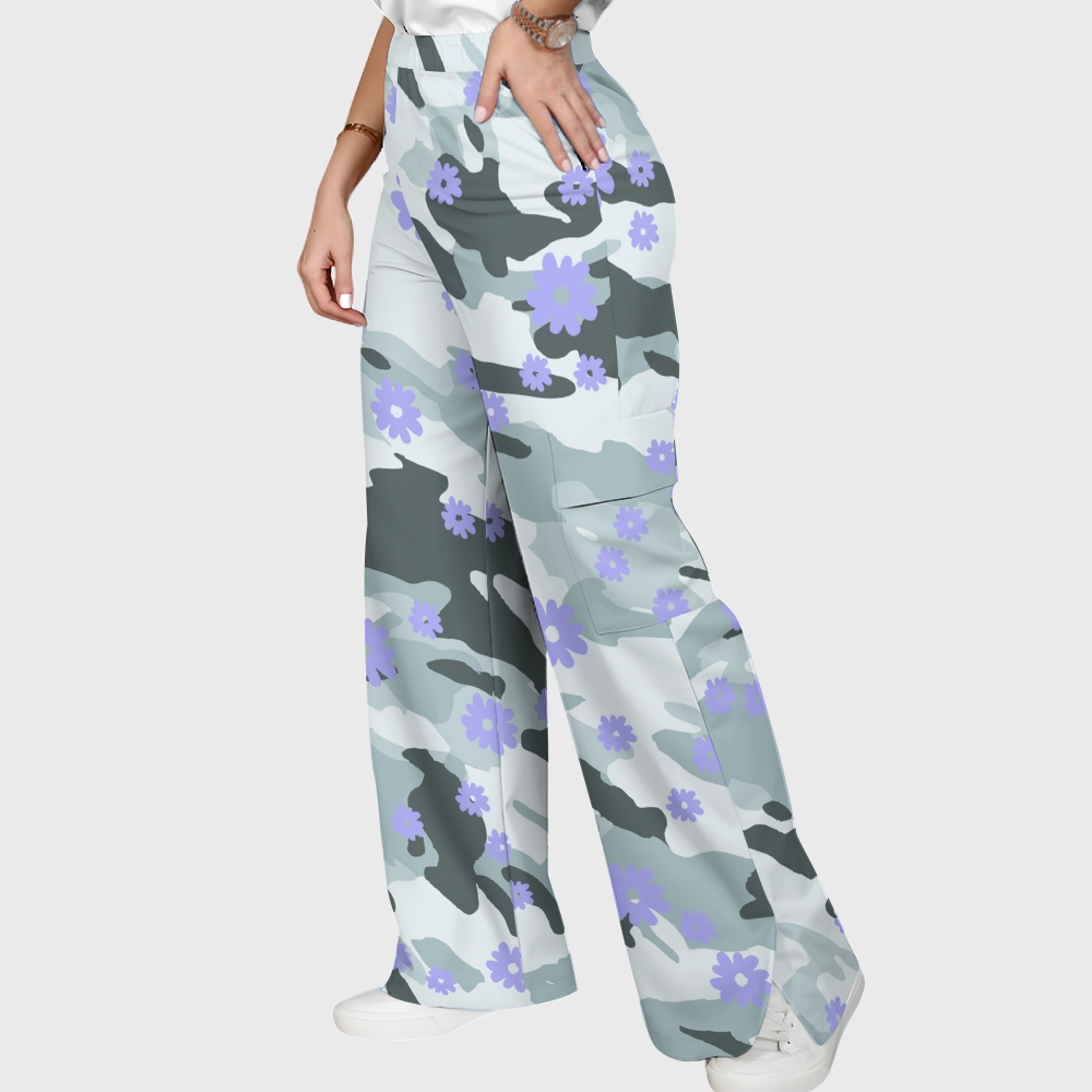 Women's Camouflage Floral Printed Scrub Set ST863