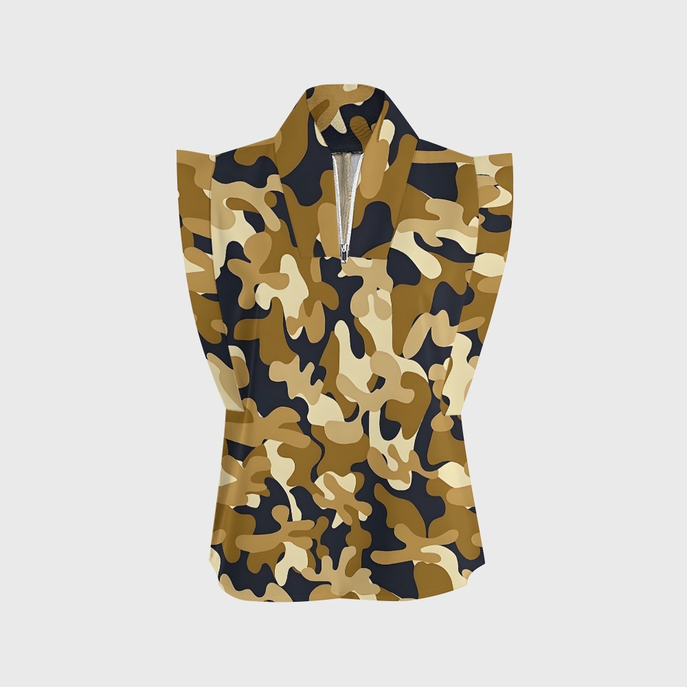 Women's Khaki Camouflage Printed Scrub Set ST864