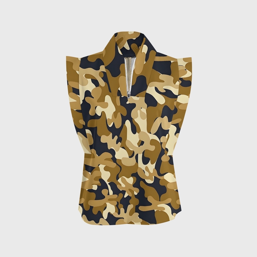 Women's Khaki Camouflage Printed Scrub Set ST864