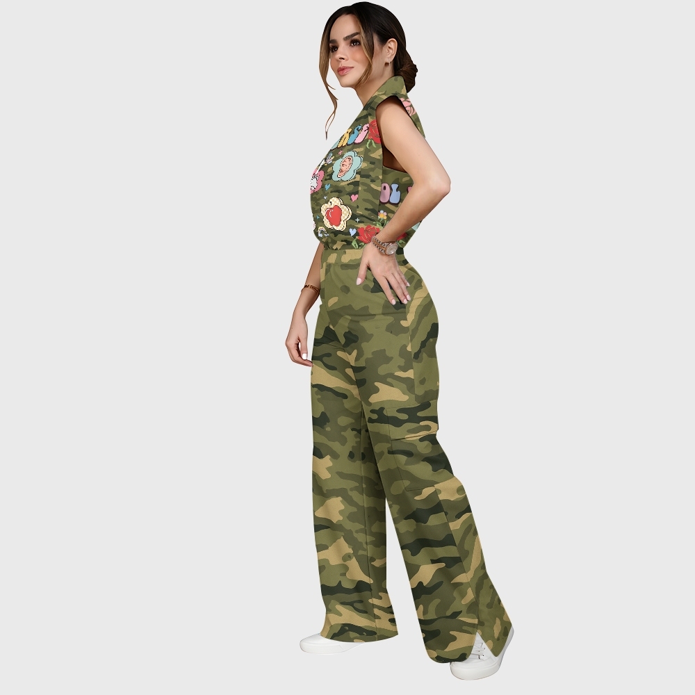 Women's School Nurse Camo Printed Scrub Set ST867