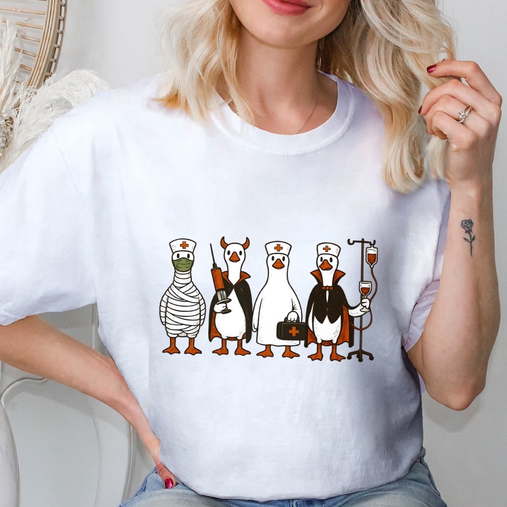 Funny Halloween Goose Nurse T-shirt