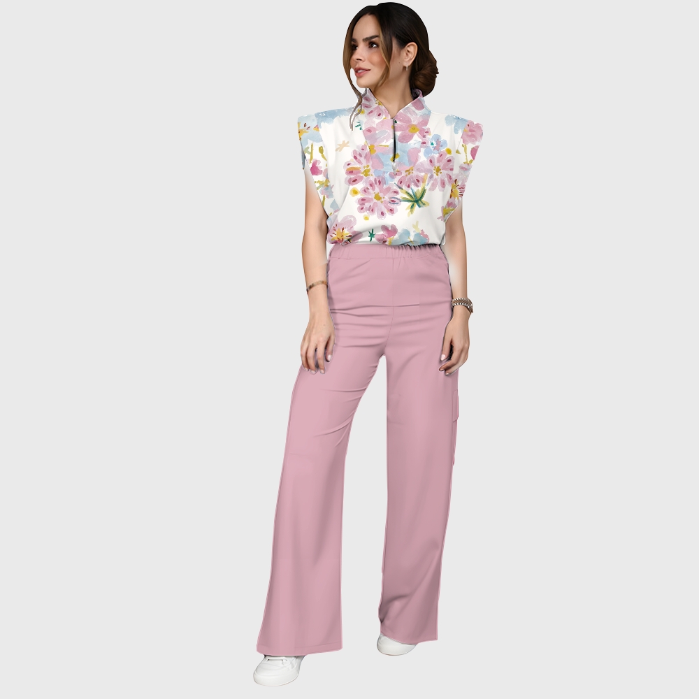 Women's Retro Floral Printed Scrub Set SF01