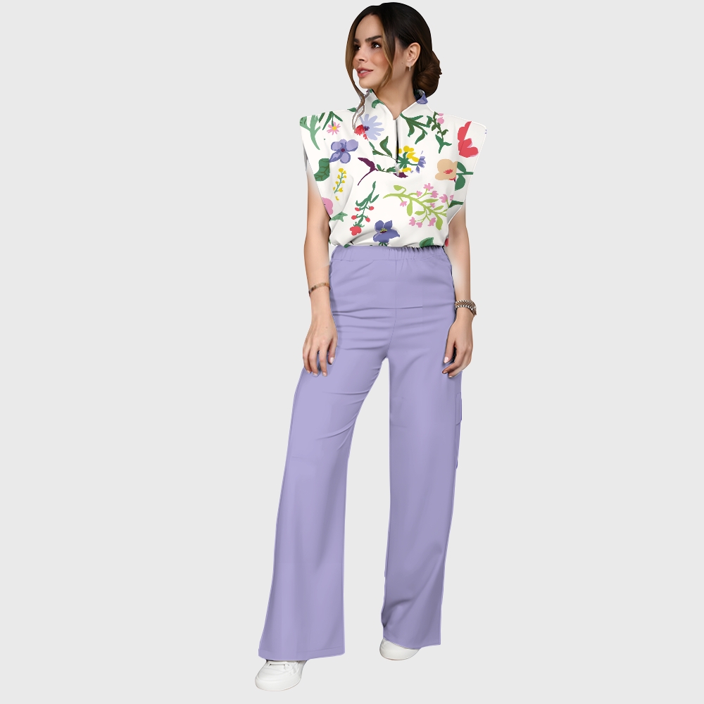 Women's Earth Day Daisies Printed Scrub Set SF02
