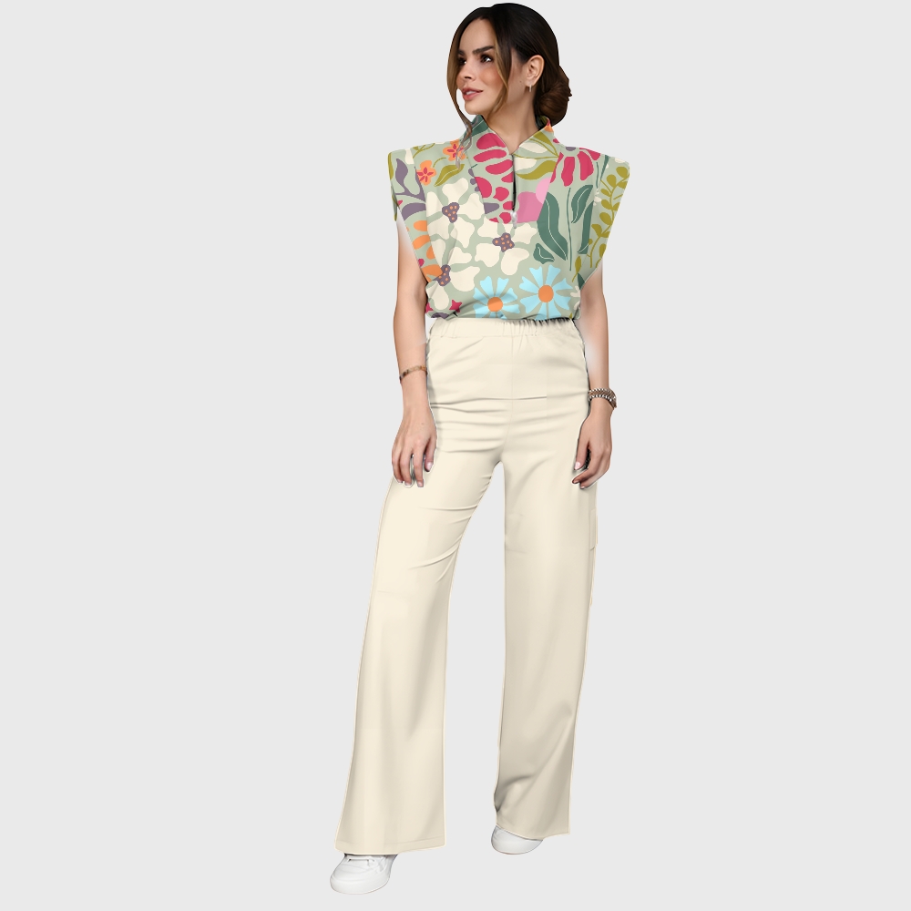 Women's Retro Psychedelic Floral Printed Scrub Set SF03