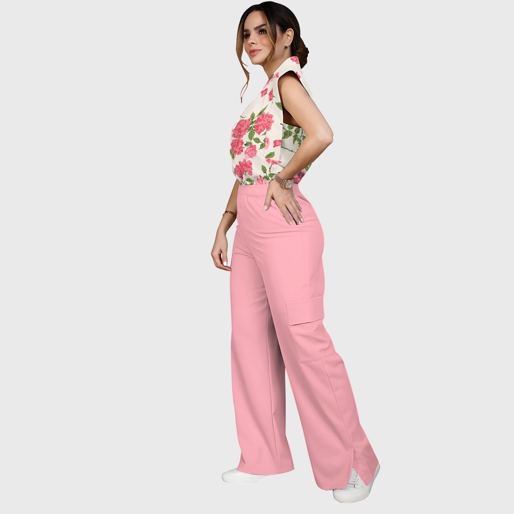 Women's Romantic Rose Garden Printed Scrub Set SF06