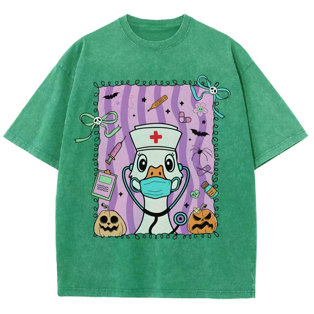 Silly Goose Halloween Nurse Washed Vintage T-shirt