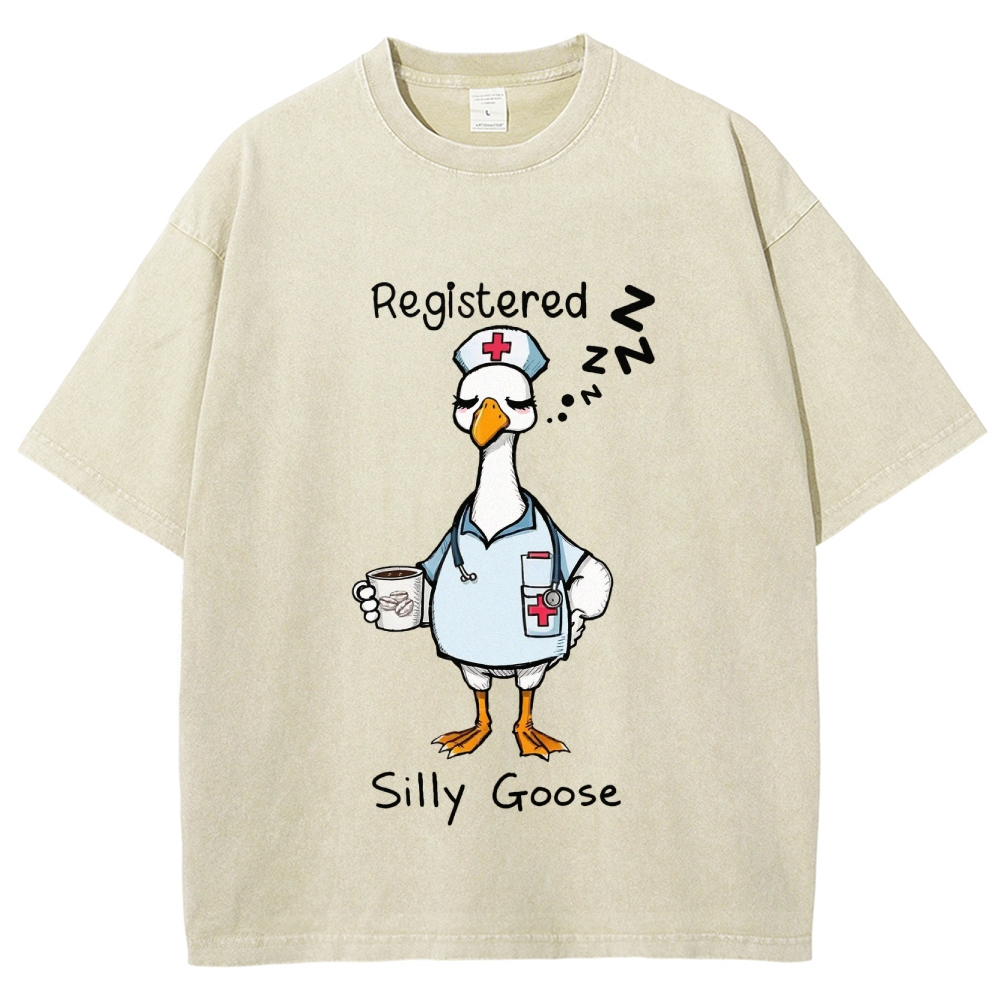 Silly Goose Tired Nurse Washed Vintage T-shirt