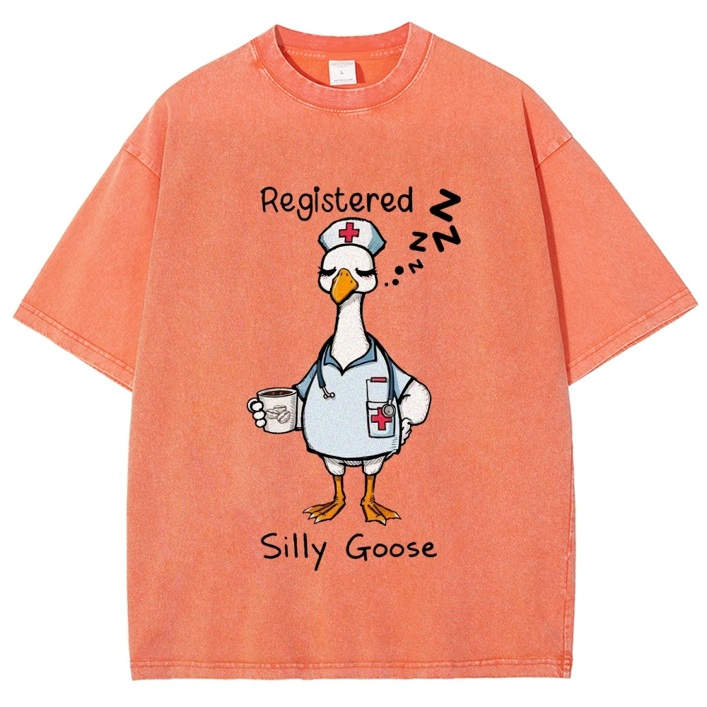 Silly Goose Tired Nurse Washed Vintage T-shirt