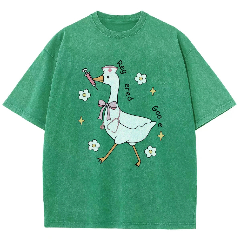 Cute Registered Nurse Silly Goose Washed Vintage T-shirt