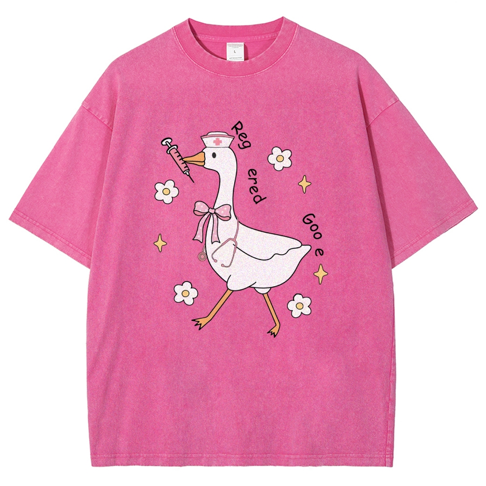 Cute Registered Nurse Silly Goose Washed Vintage T-shirt