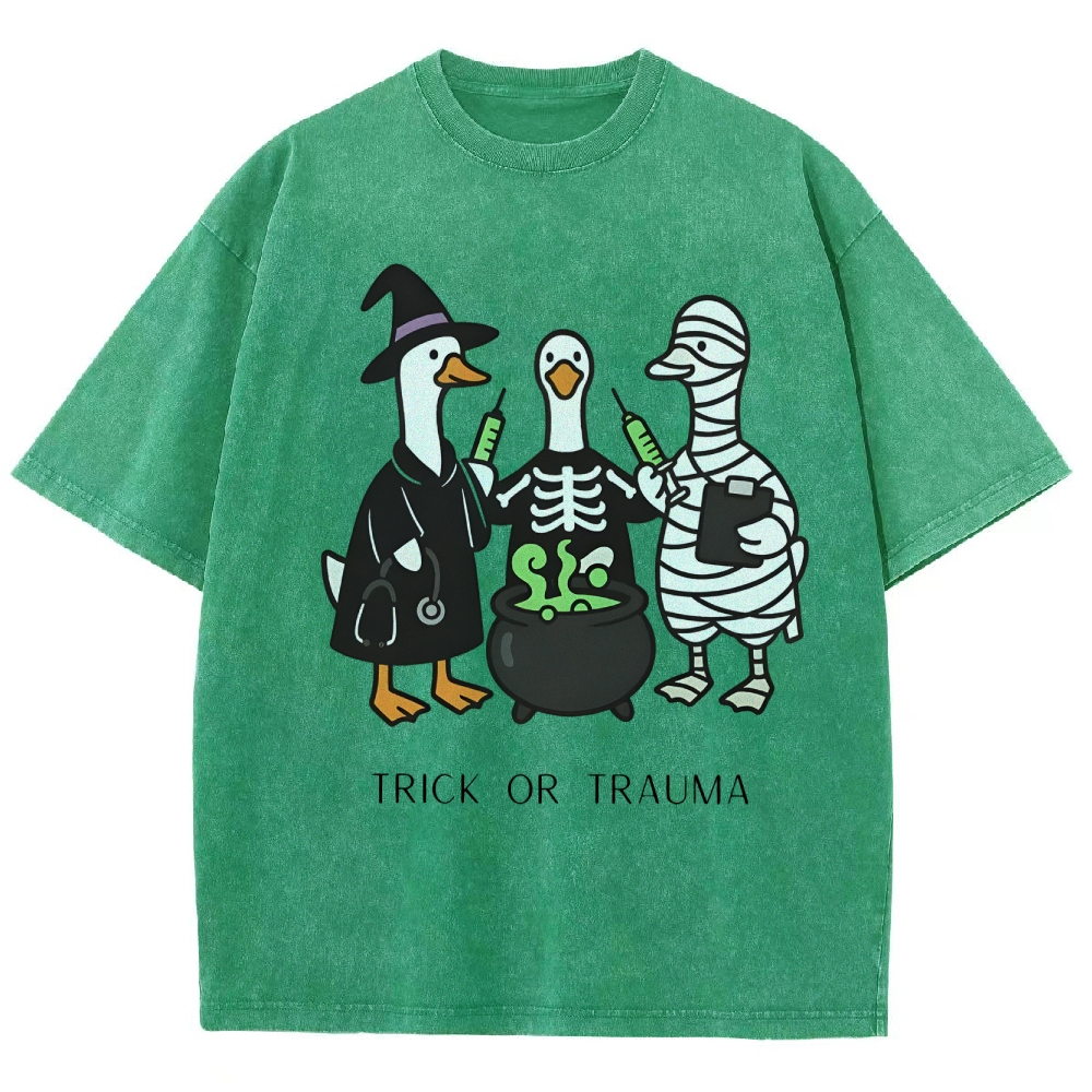 Spooky Nurse Halloween Washed Vintage T-shirt