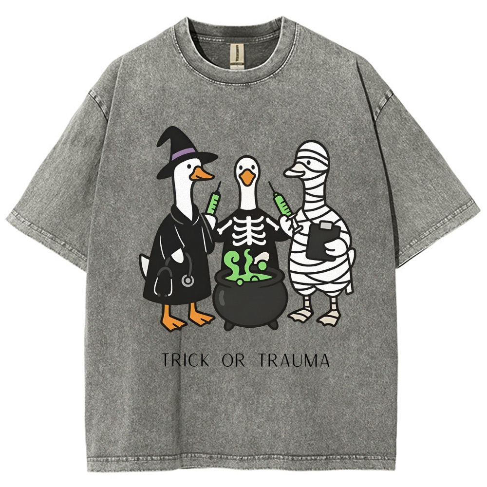 Spooky Nurse Halloween Washed Vintage T-shirt