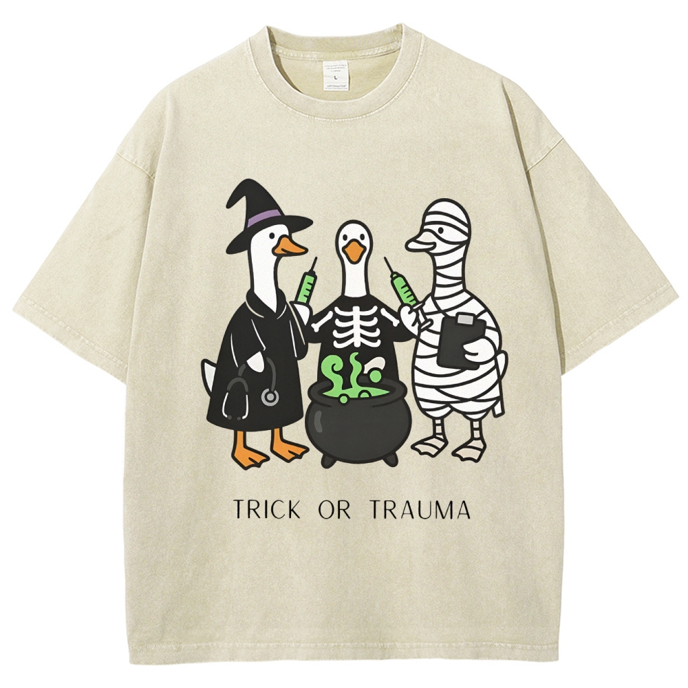 Spooky Nurse Halloween Washed Vintage T-shirt