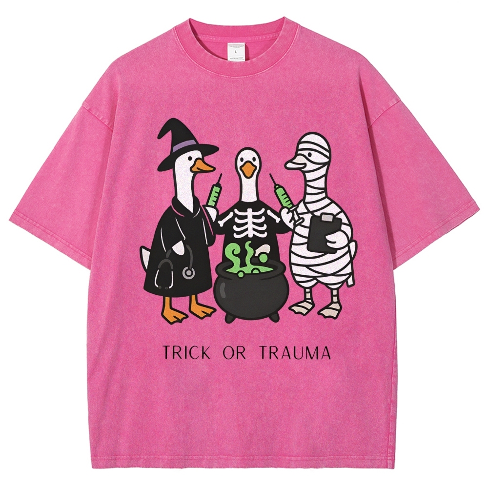 Spooky Nurse Halloween Washed Vintage T-shirt