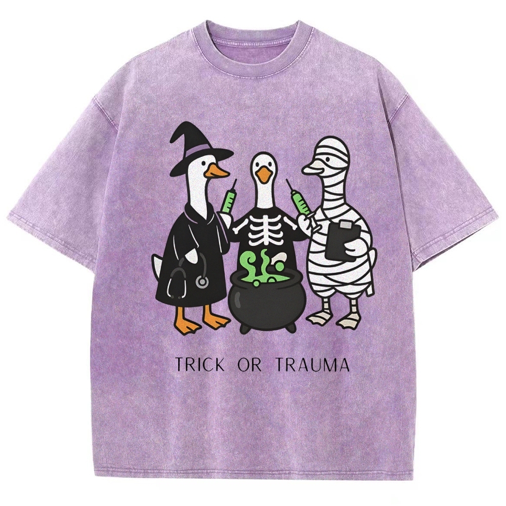 Spooky Nurse Halloween Washed Vintage T-shirt