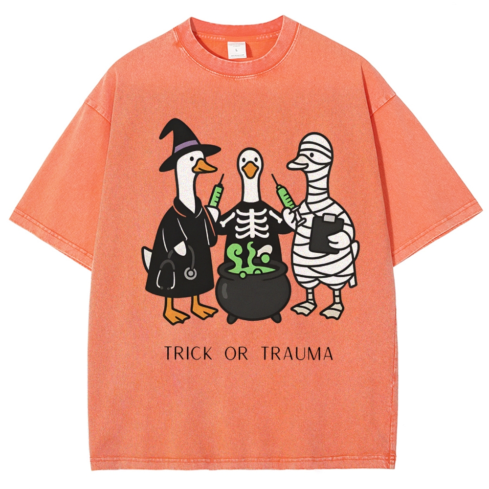 Spooky Nurse Halloween Washed Vintage T-shirt